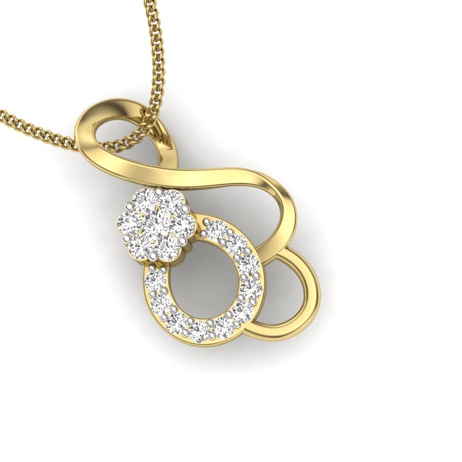 Infinity Swirl Diamond Pendant With Yellow Gold
