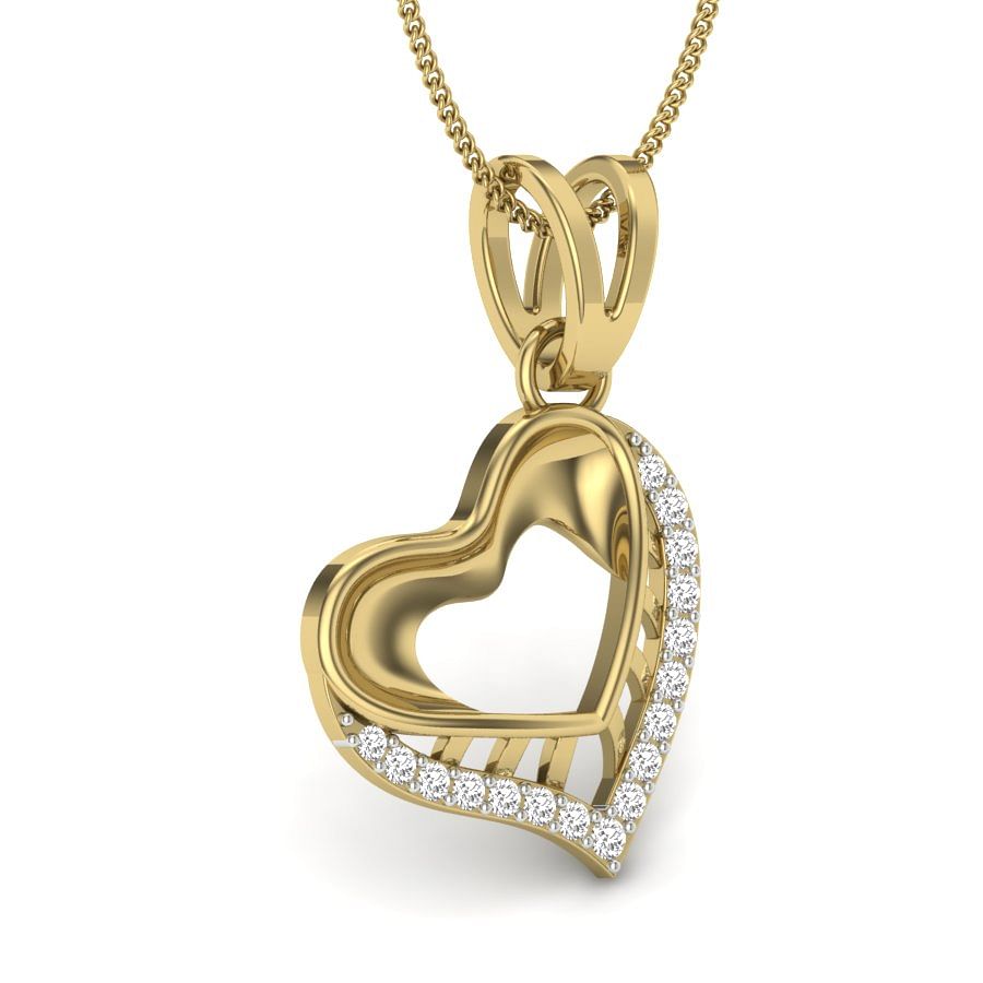 yellow gold Lovable Heart Diamond Pendant