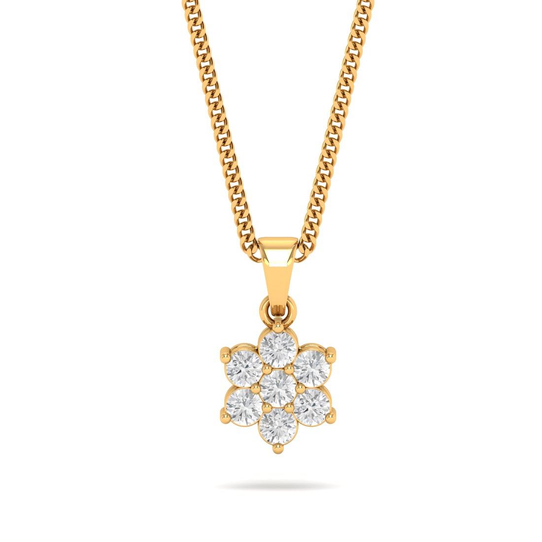 Flower design yellow gold diamond pendant