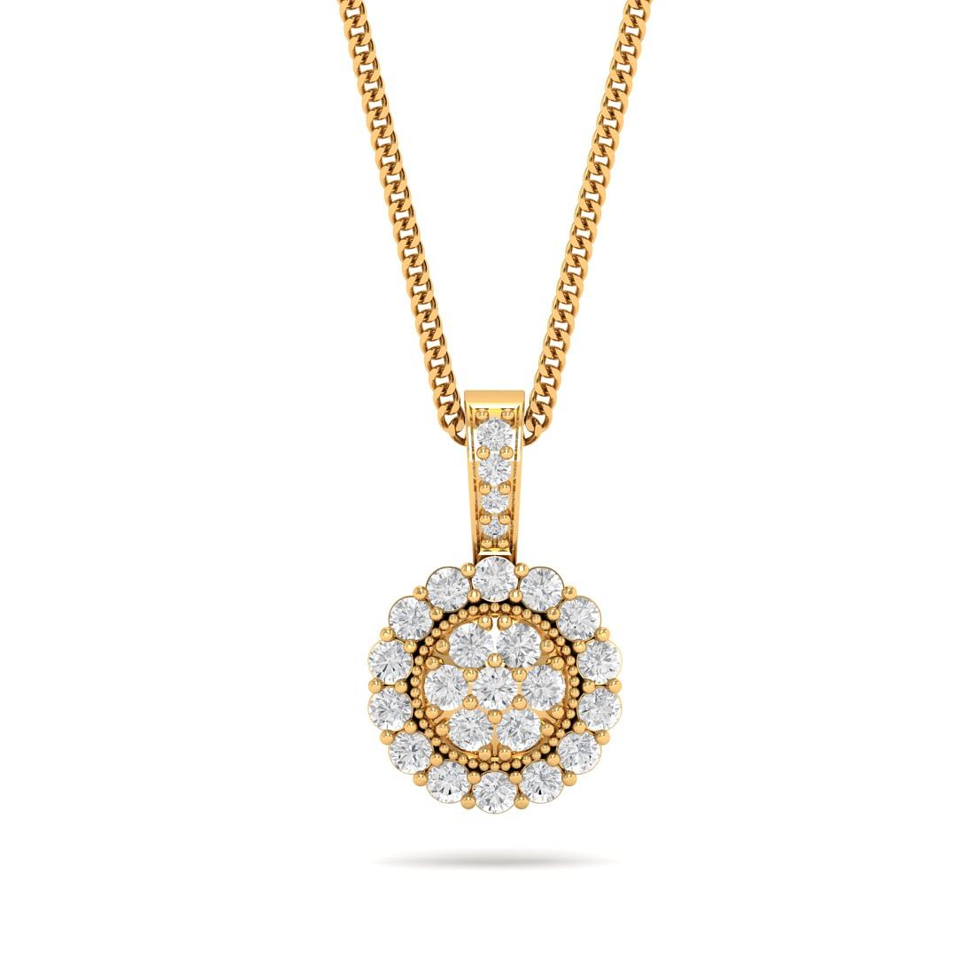 Marigold flower diamond pendant for women