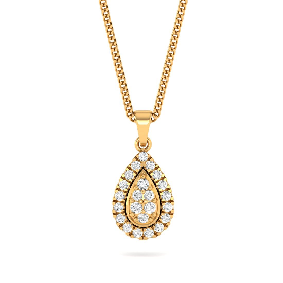 water drop design yellow gold diamond pendant