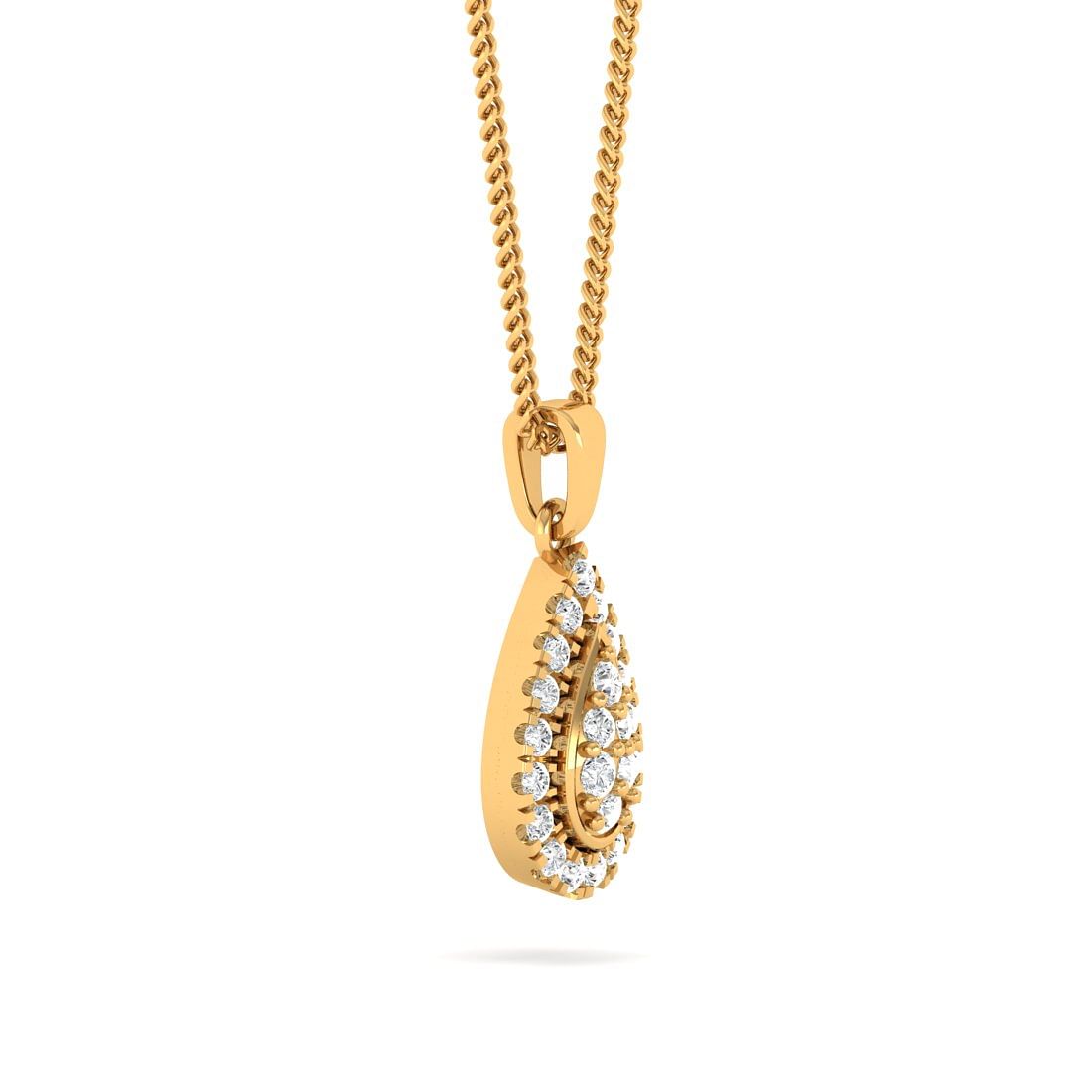 water drop design yellow gold diamond pendant