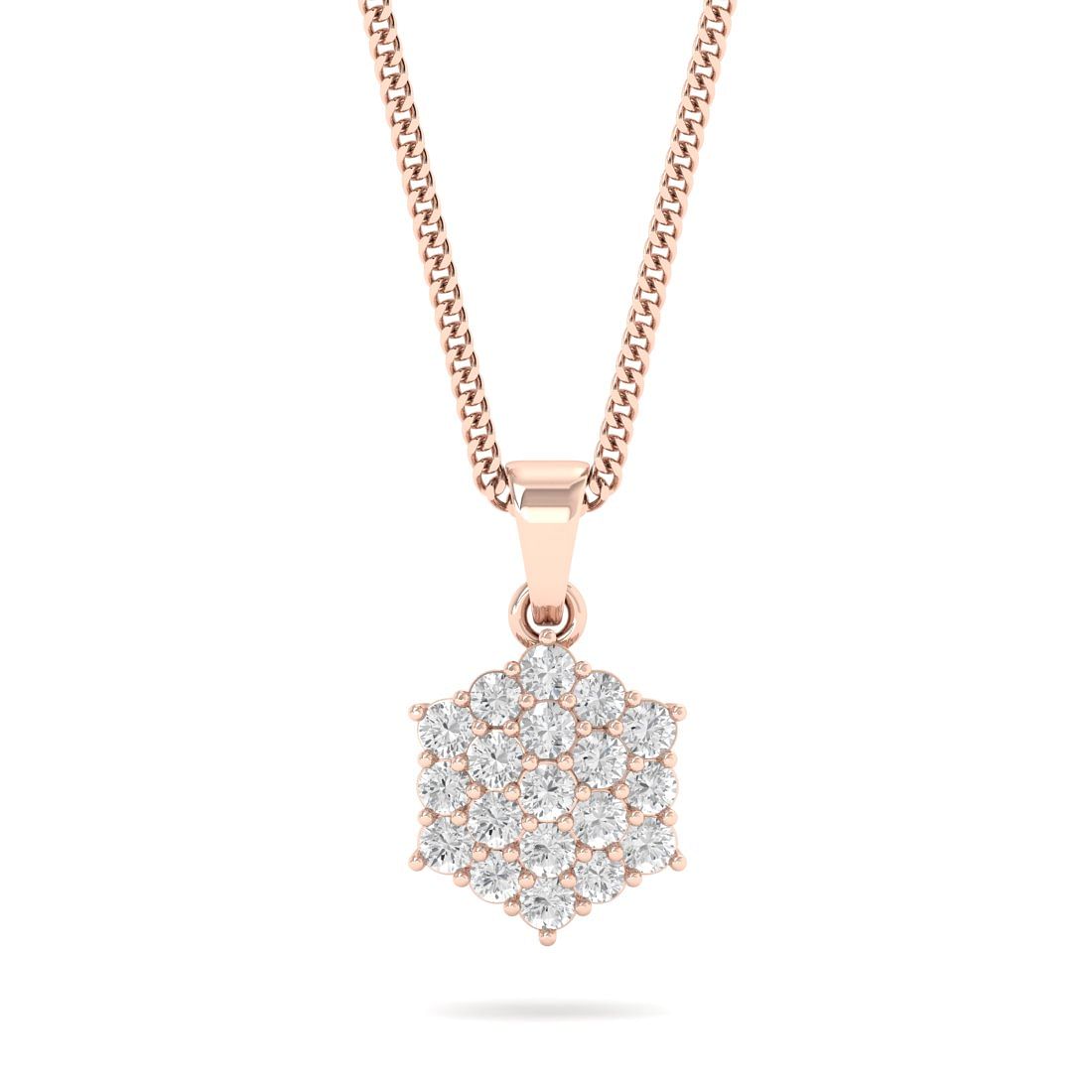 Florida Flower Design Rose Gold Diamond Pendant For Women