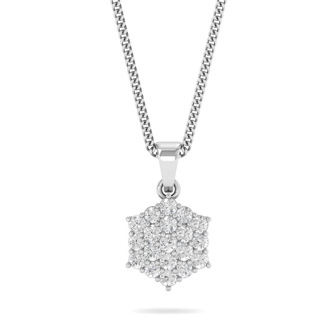 Florida Flower Design White Gold Diamond Pendant For Women