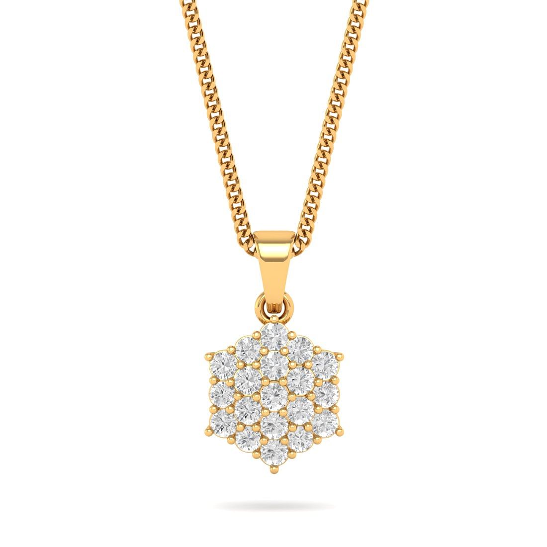 Florida Flower Design Yellow Gold Diamond Pendant For Women