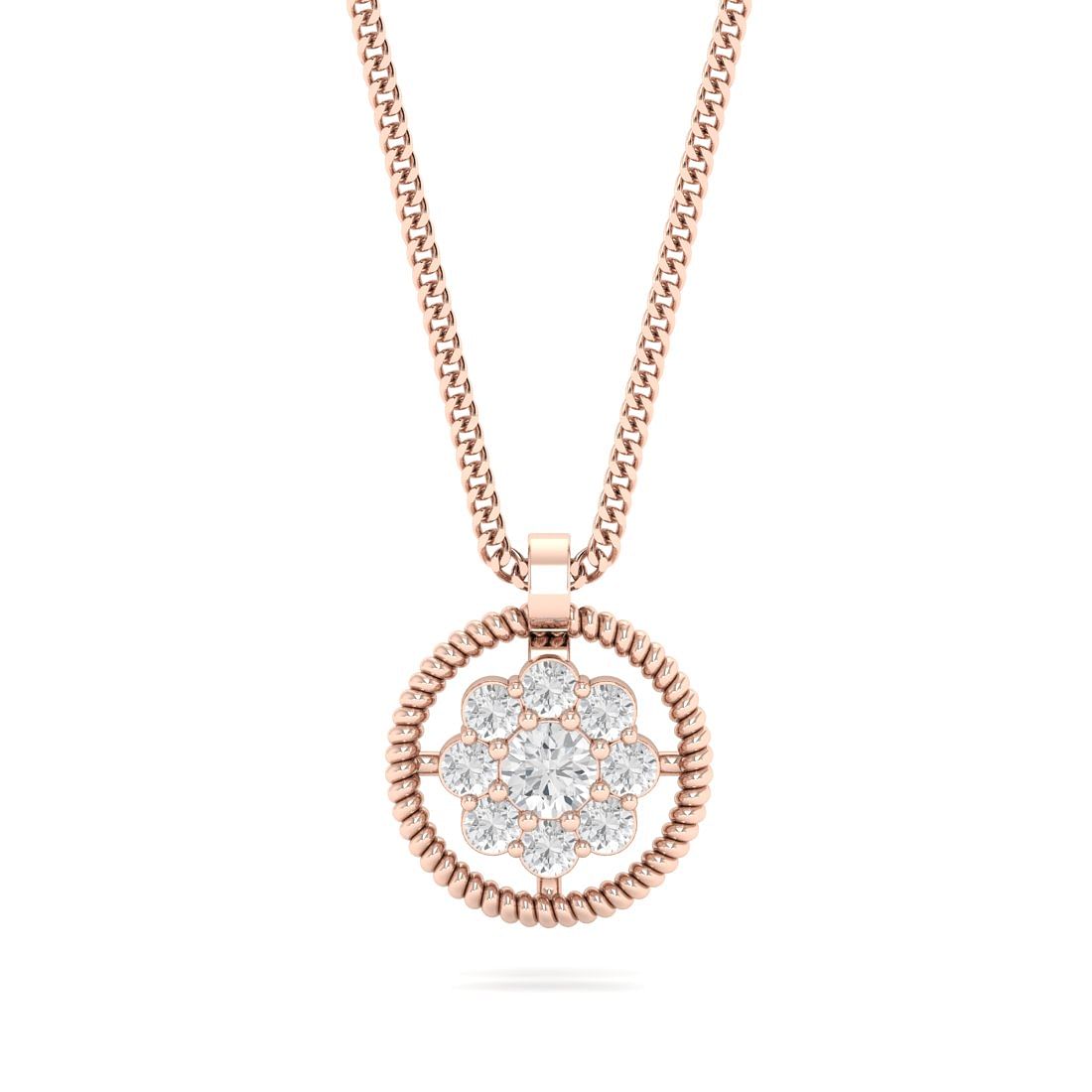 Miracle design cluster diamond rose gold pendant