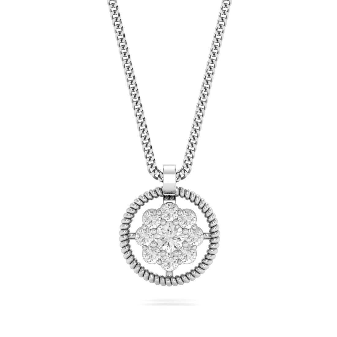 Miracle design cluster diamond white gold pendant