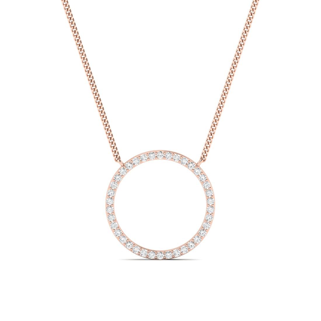 classic round rose gold diamond pendant for women