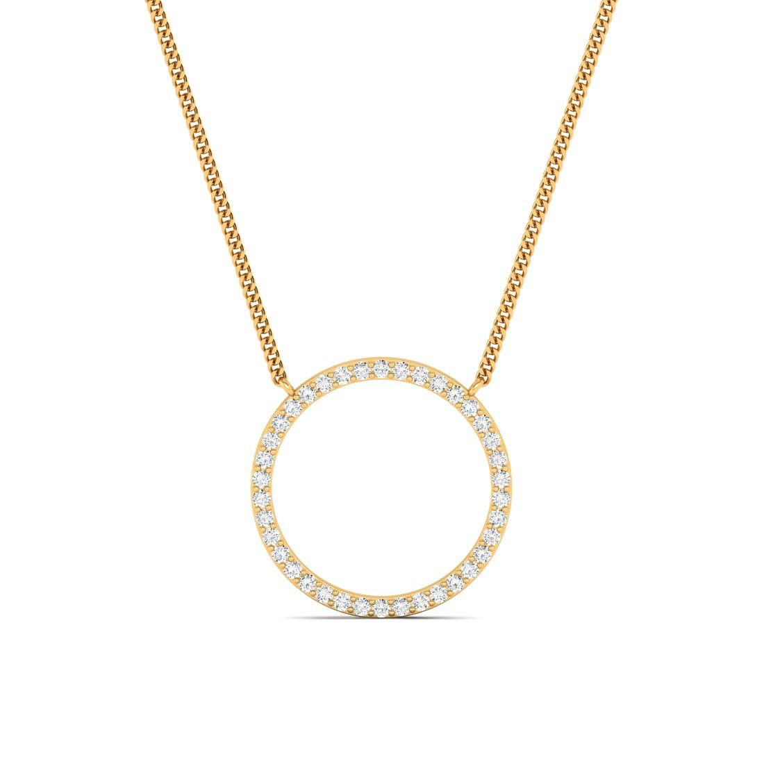 classic round yellow gold diamond pendant for women