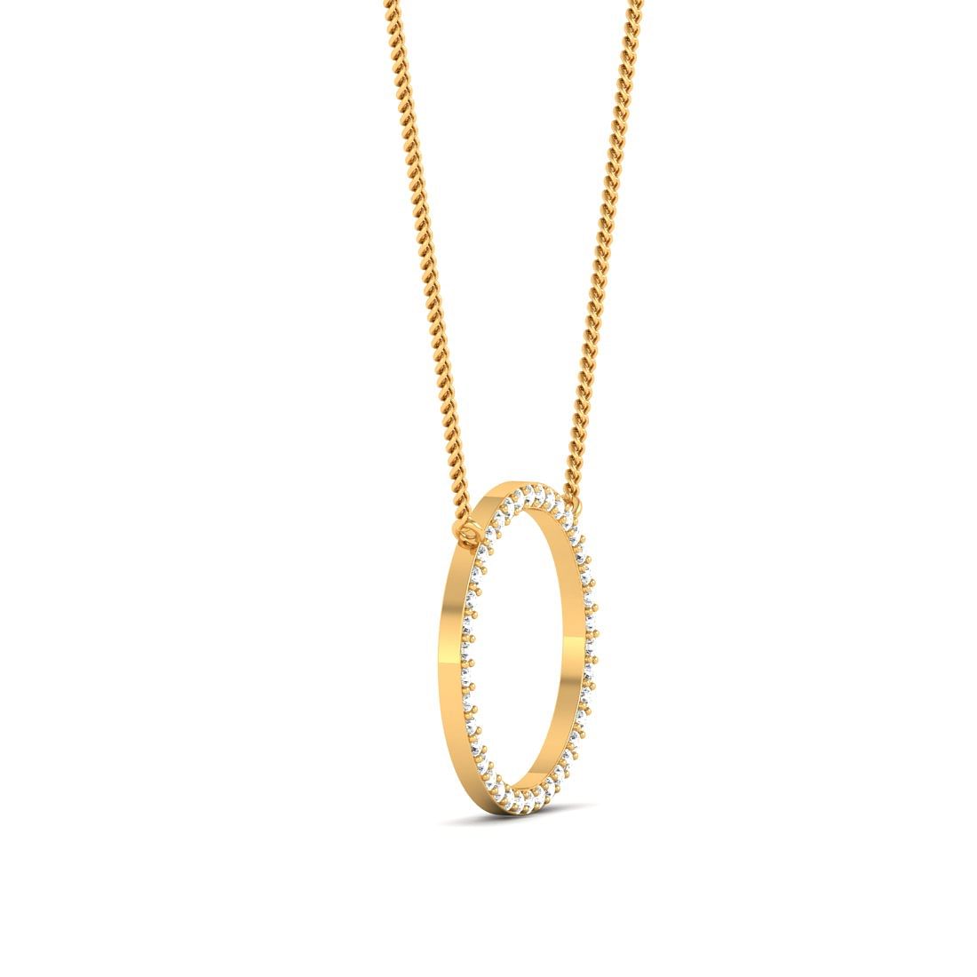 classic round yellow gold diamond pendant for women