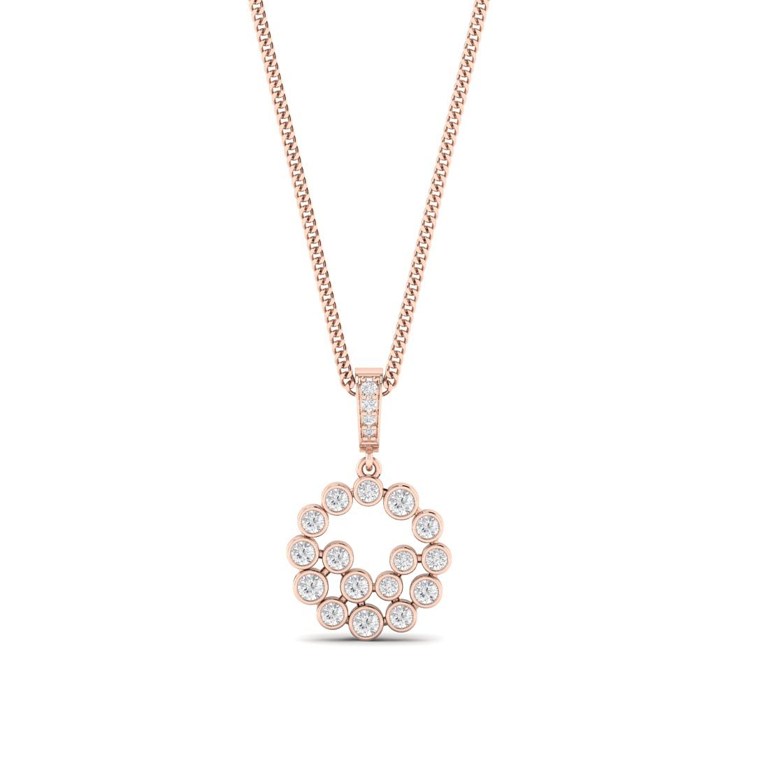 light weight rose gold diamond pendant for women