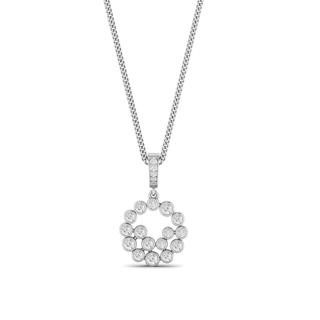light weight white gold diamond pendant for women