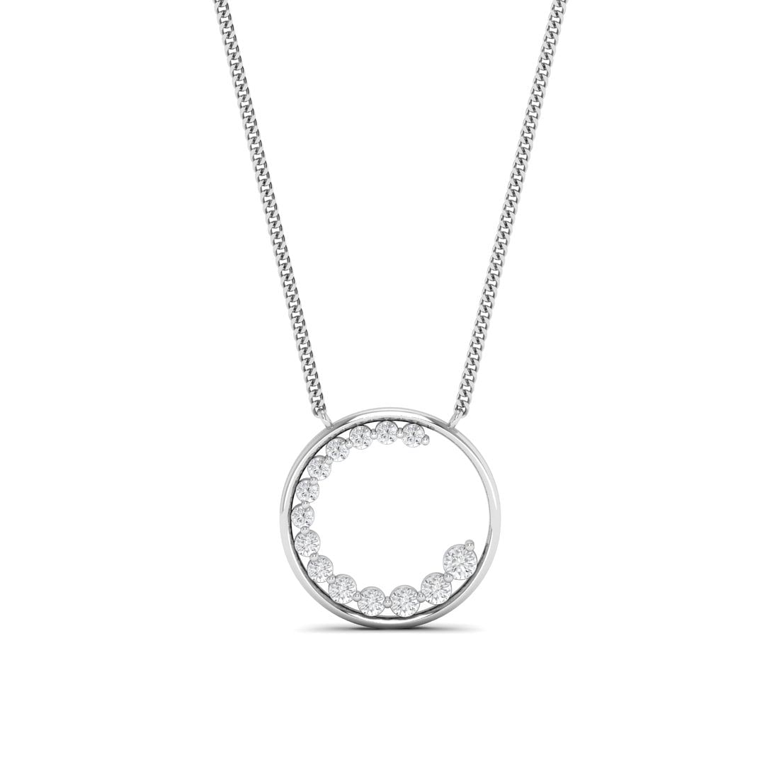 Round Design White Gold Diamond Pendant For Women