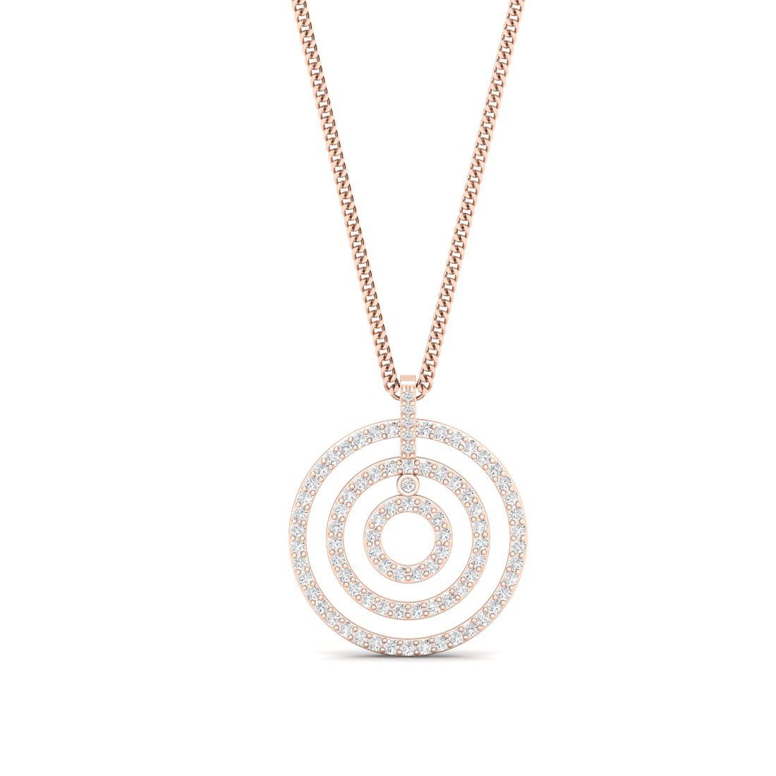 triocircle rose gold real diamond pendant for women