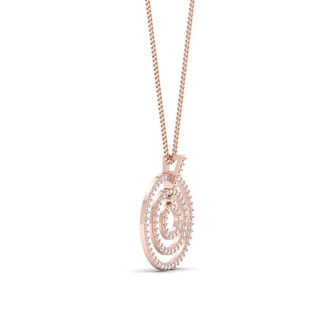 triocircle rose gold real diamond pendant for women