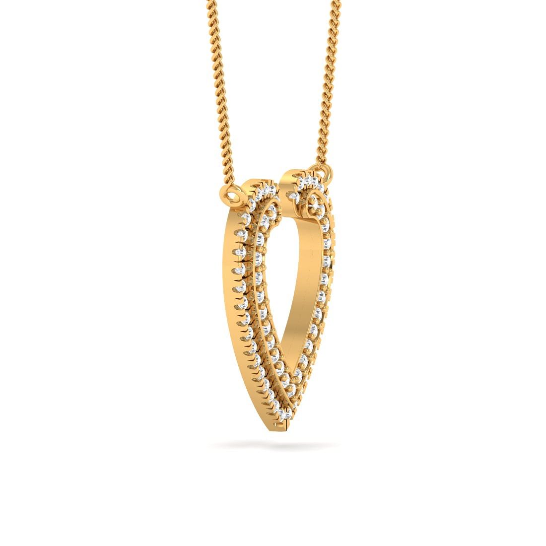heart shaped pendant diamond with yellow gold