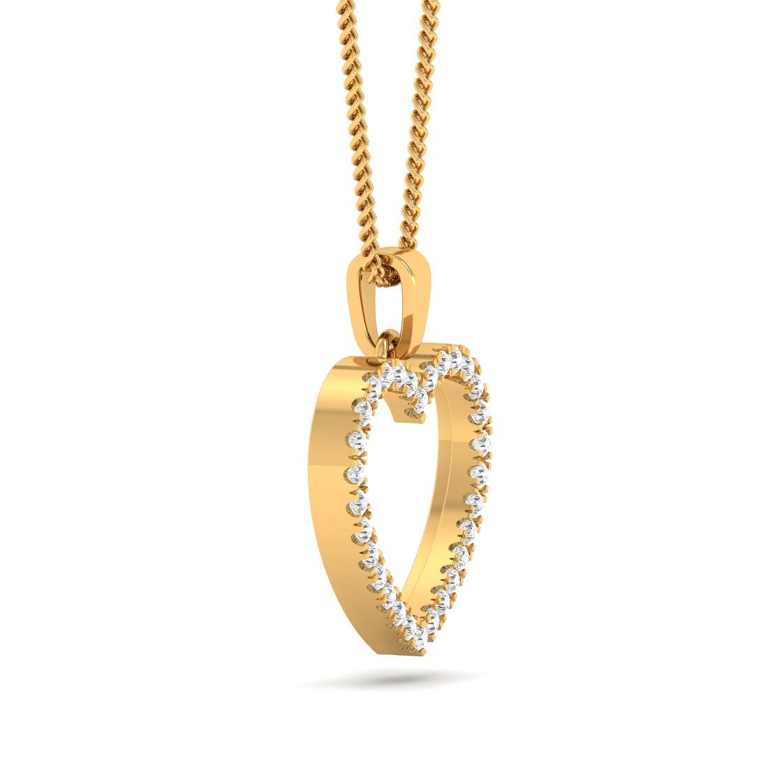 eternity heart yellow gold diamond pendant