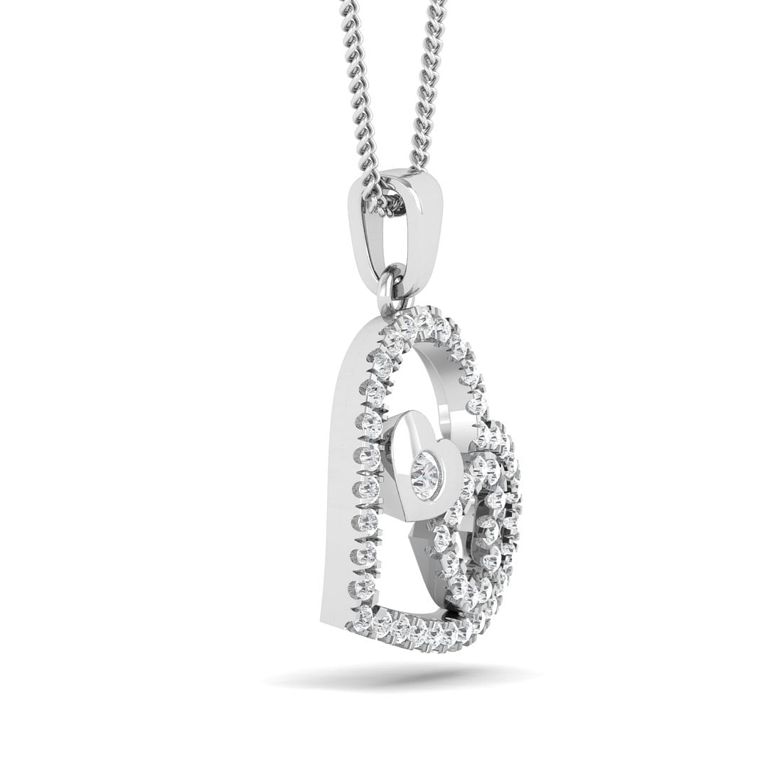 lovable heart diamond pendant with white gold
