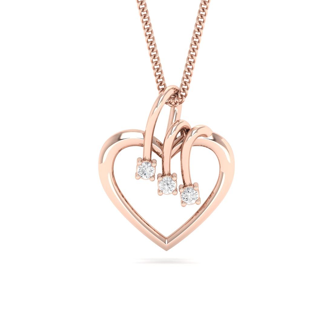 light weight heart diamond pendant for women in rose gold