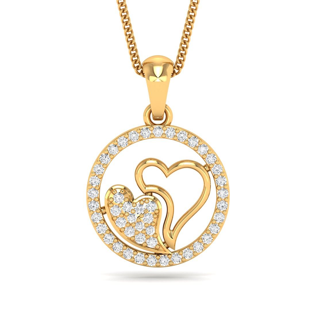 Glimse Heart Diamond Pendant with yellow gold