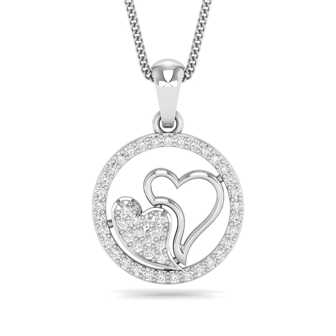 Heart shape design white gold diamond pendant for office wear