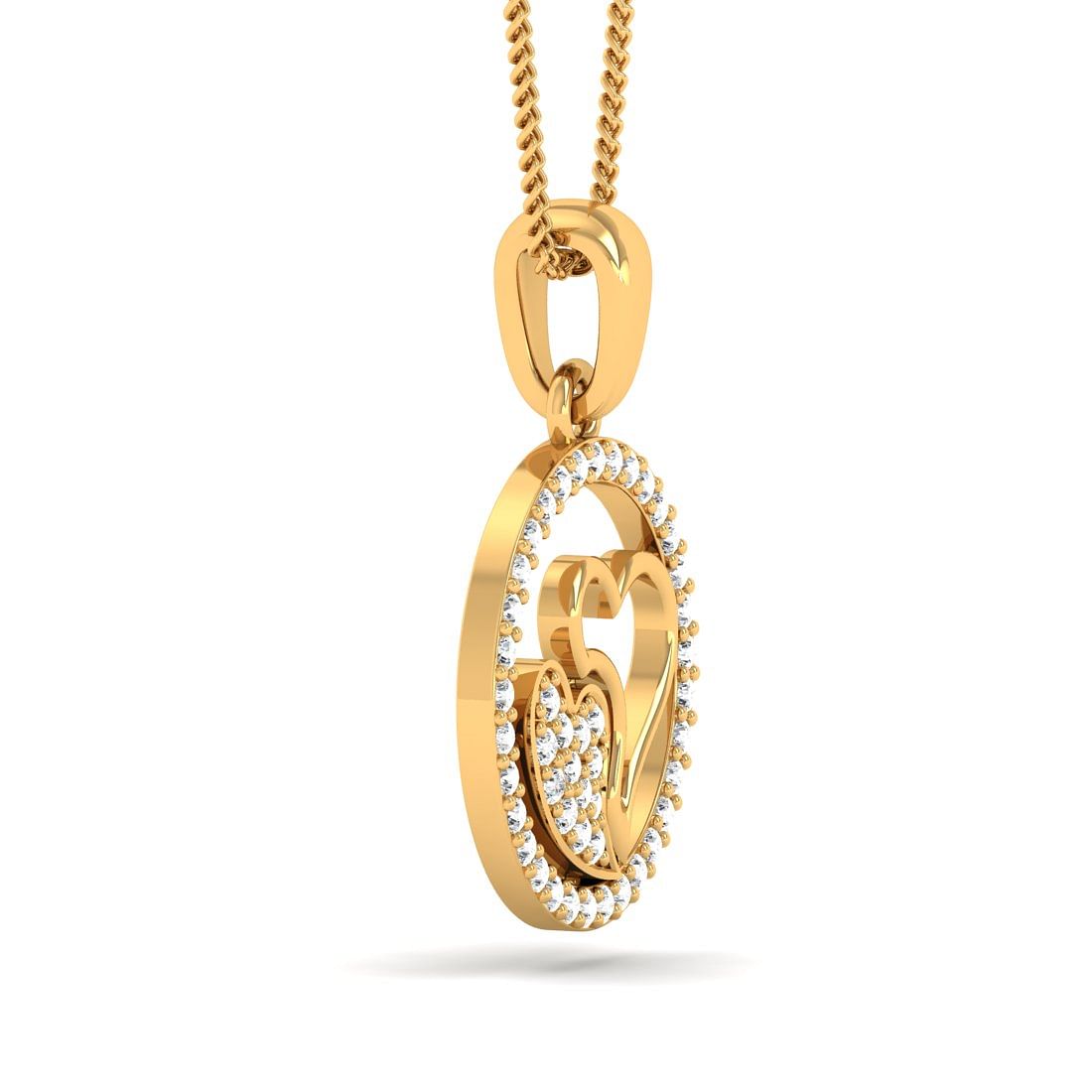 Heart shape design yellow gold diamond pendant for office wear