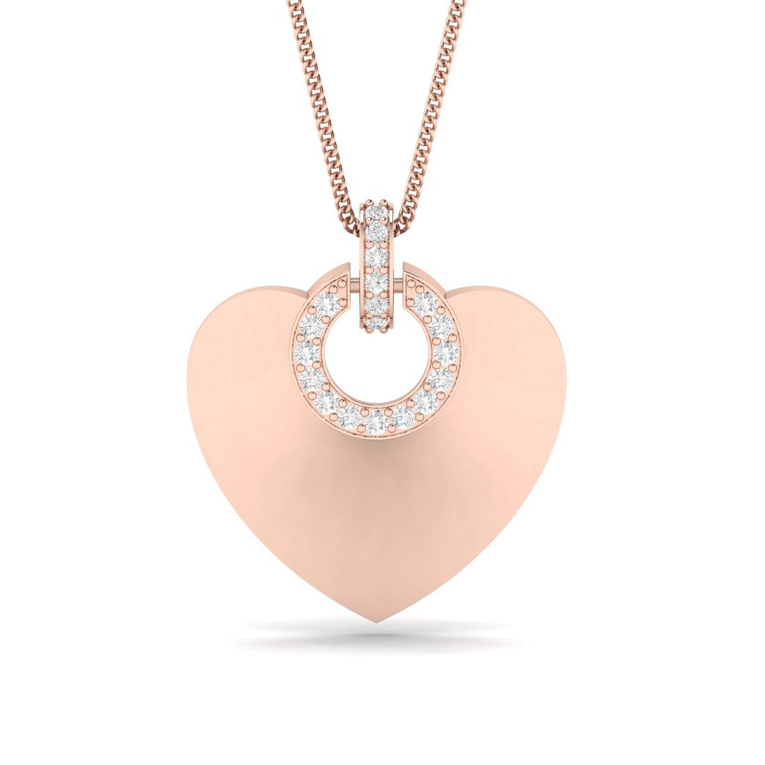 lock heart rose gold diamond pendant for women