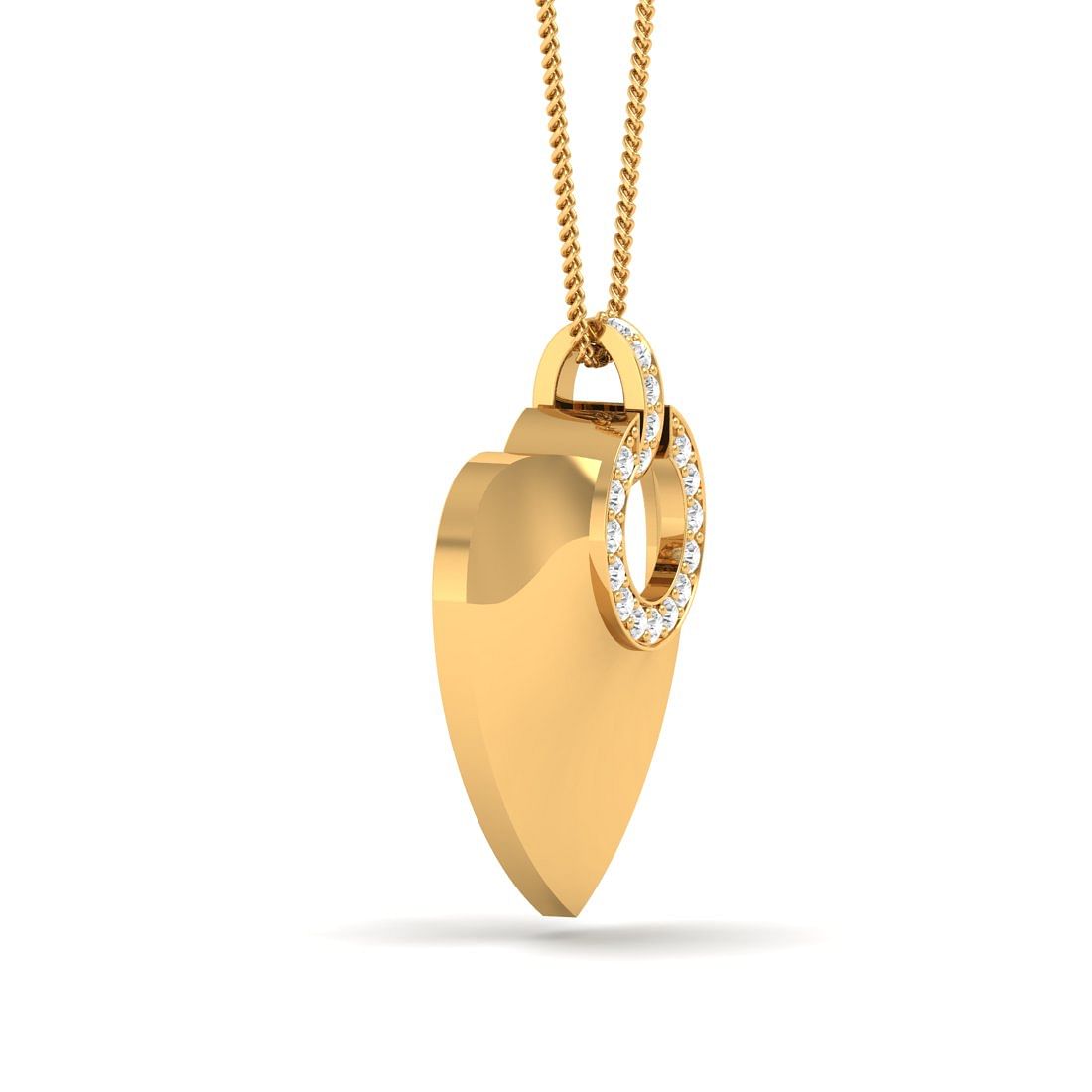 lock heart yellow gold diamond pendant for women