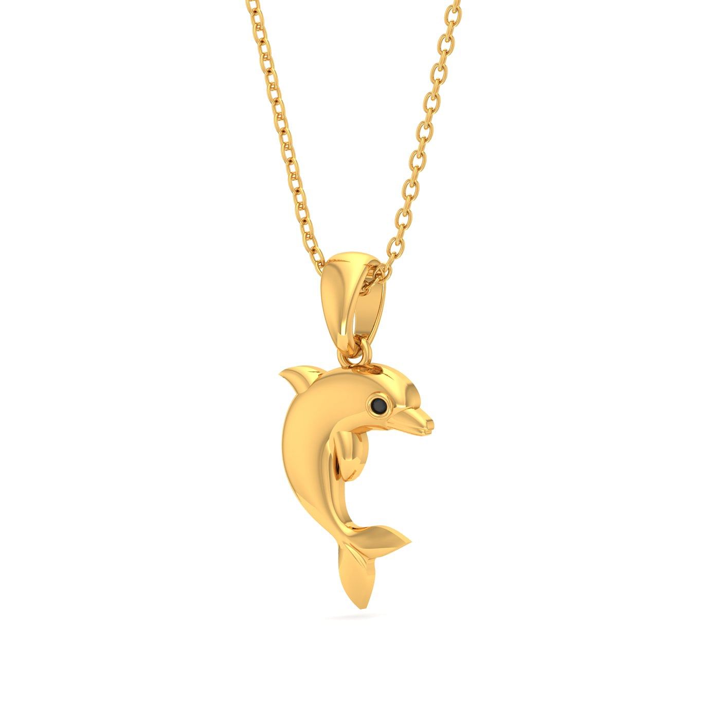 Yellow Gold Cute Dolphin Kids Diamond Pendant