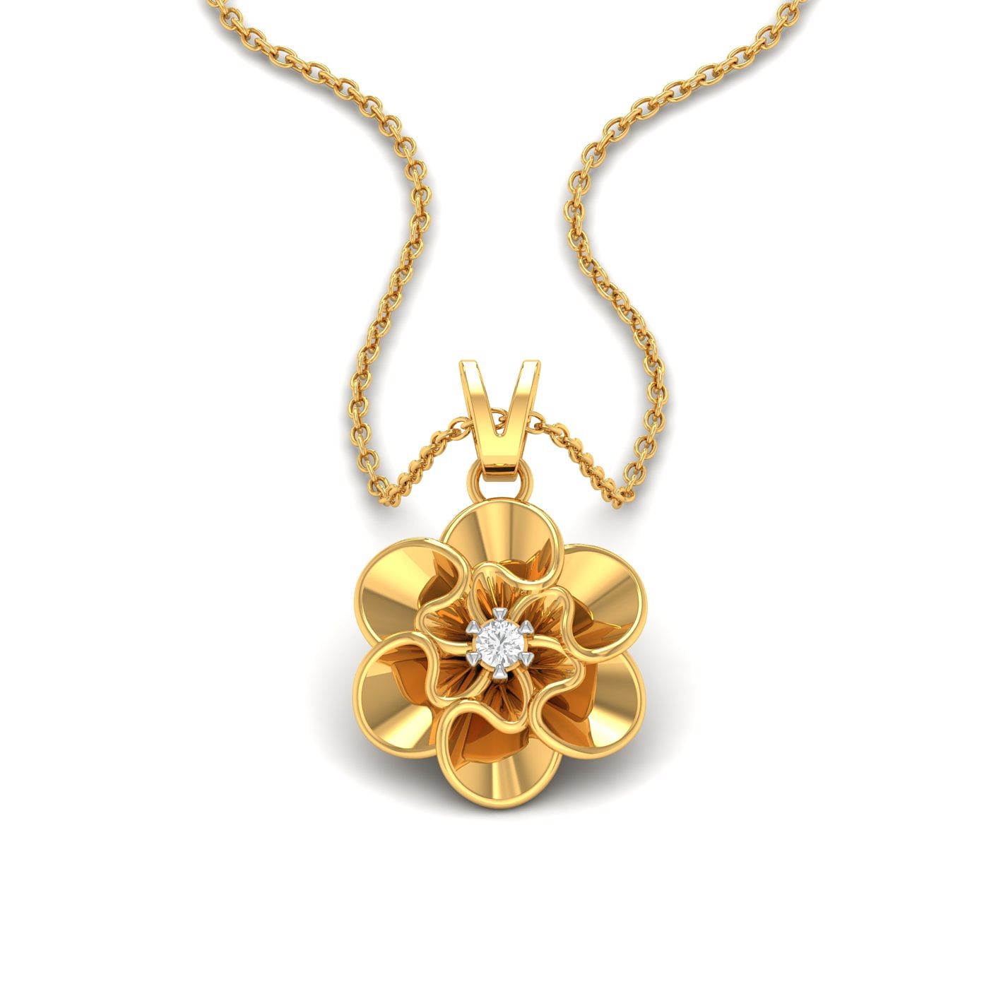 Yellow gold Marigold Fleur Diamond Pendant