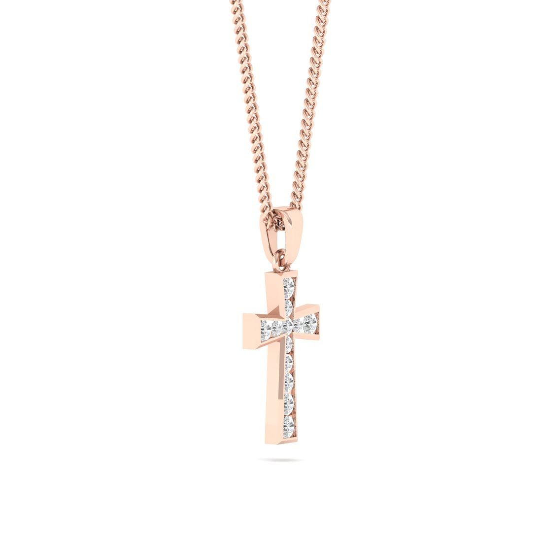 The Cruz Diamond Cross Pendant In Rose Gold