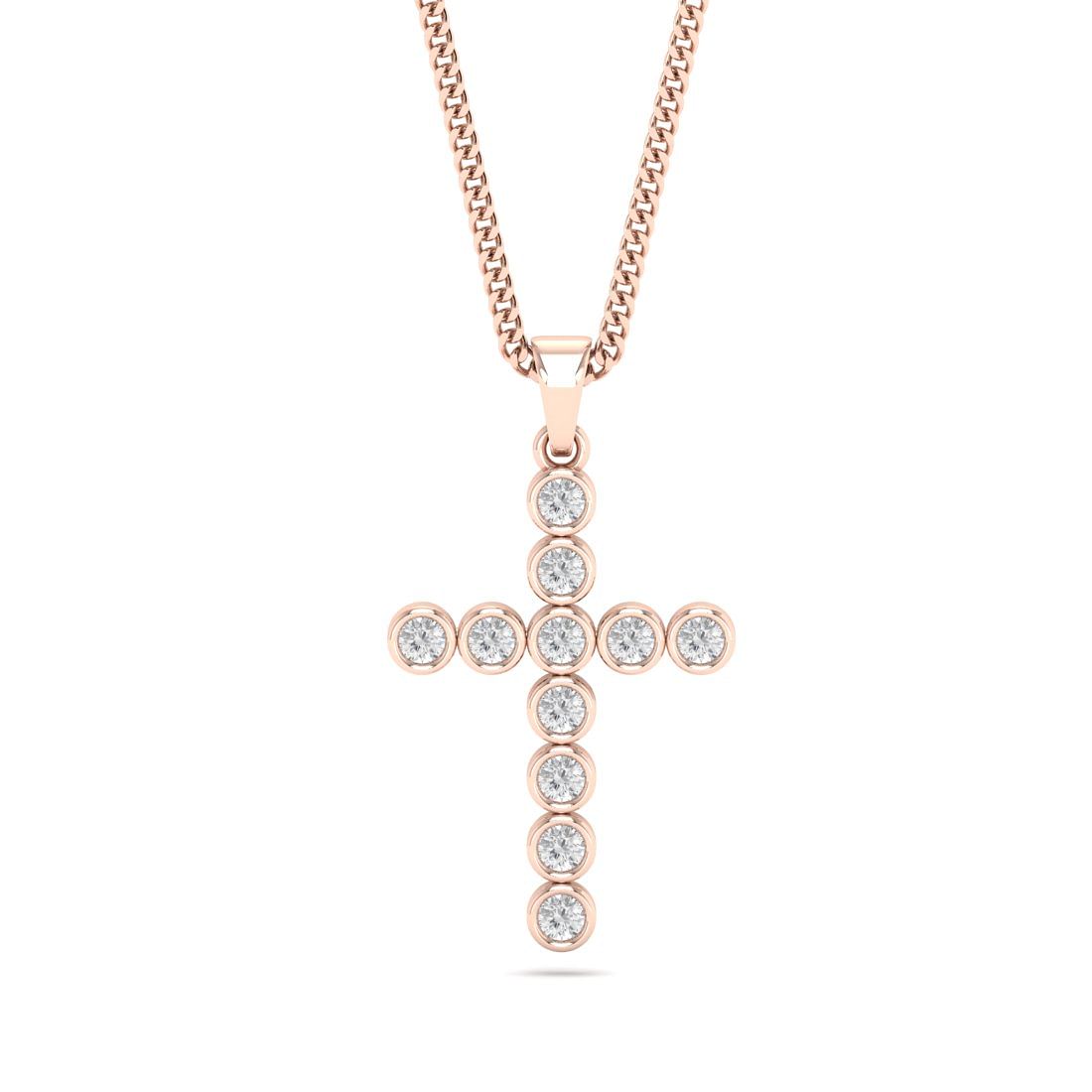 rose gold cross diamond pendant for men and women
