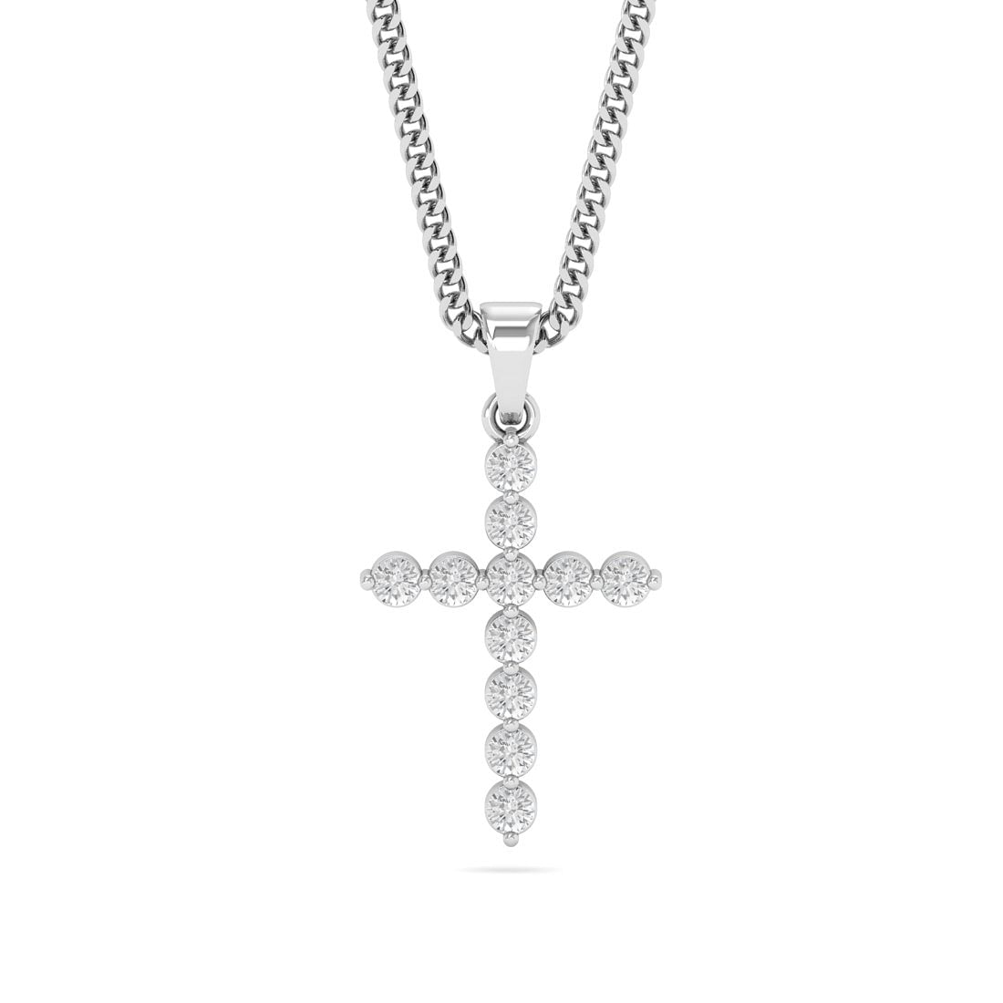 18k white gold cross diamond pendant
