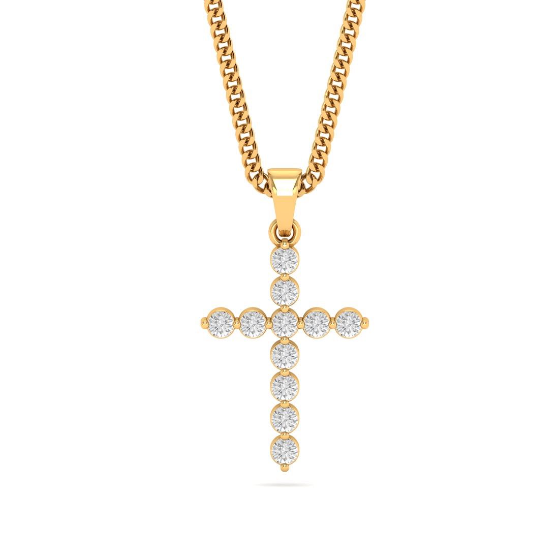 18k yellow gold cross diamond pendant