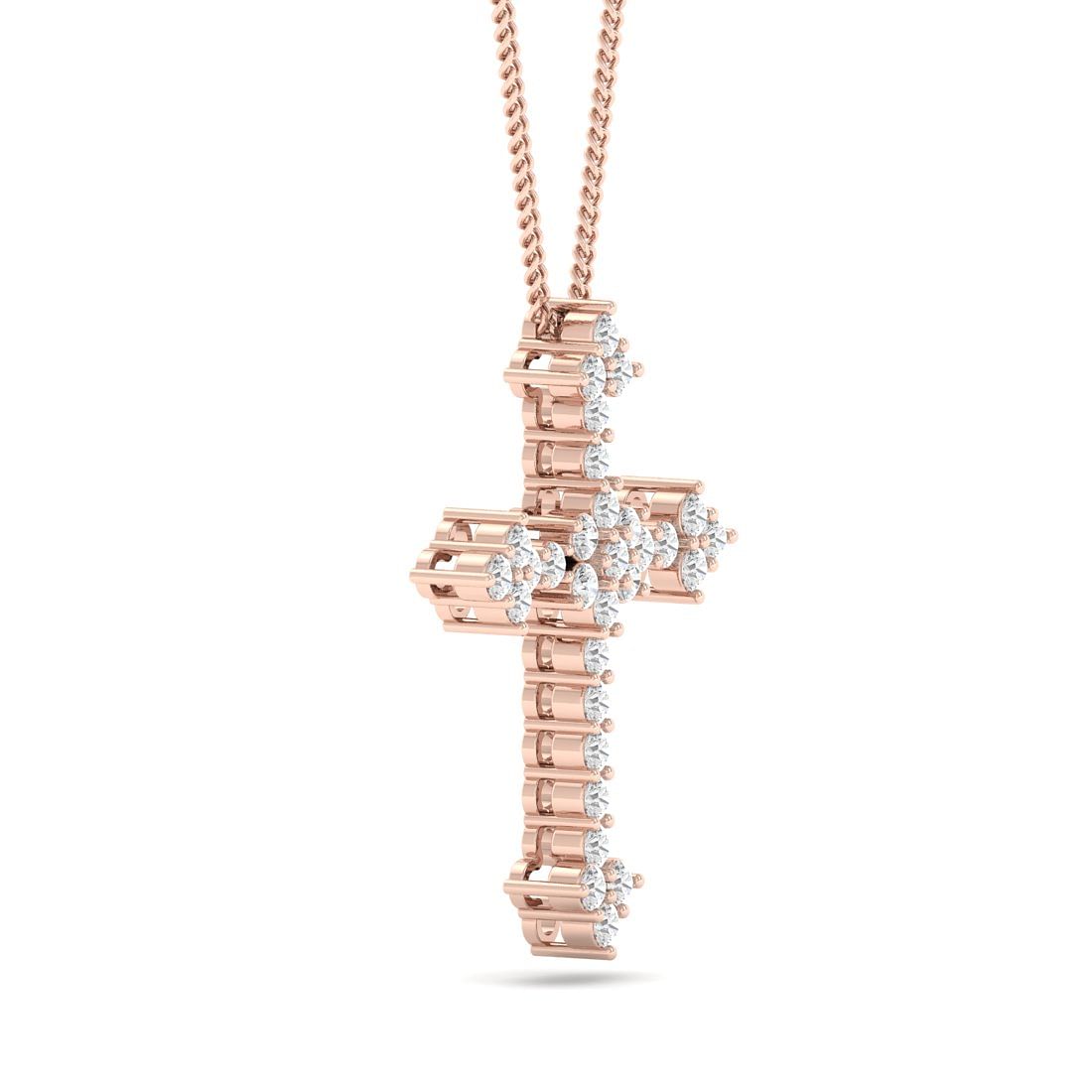 fancy design 14k rose gold diamond pendant