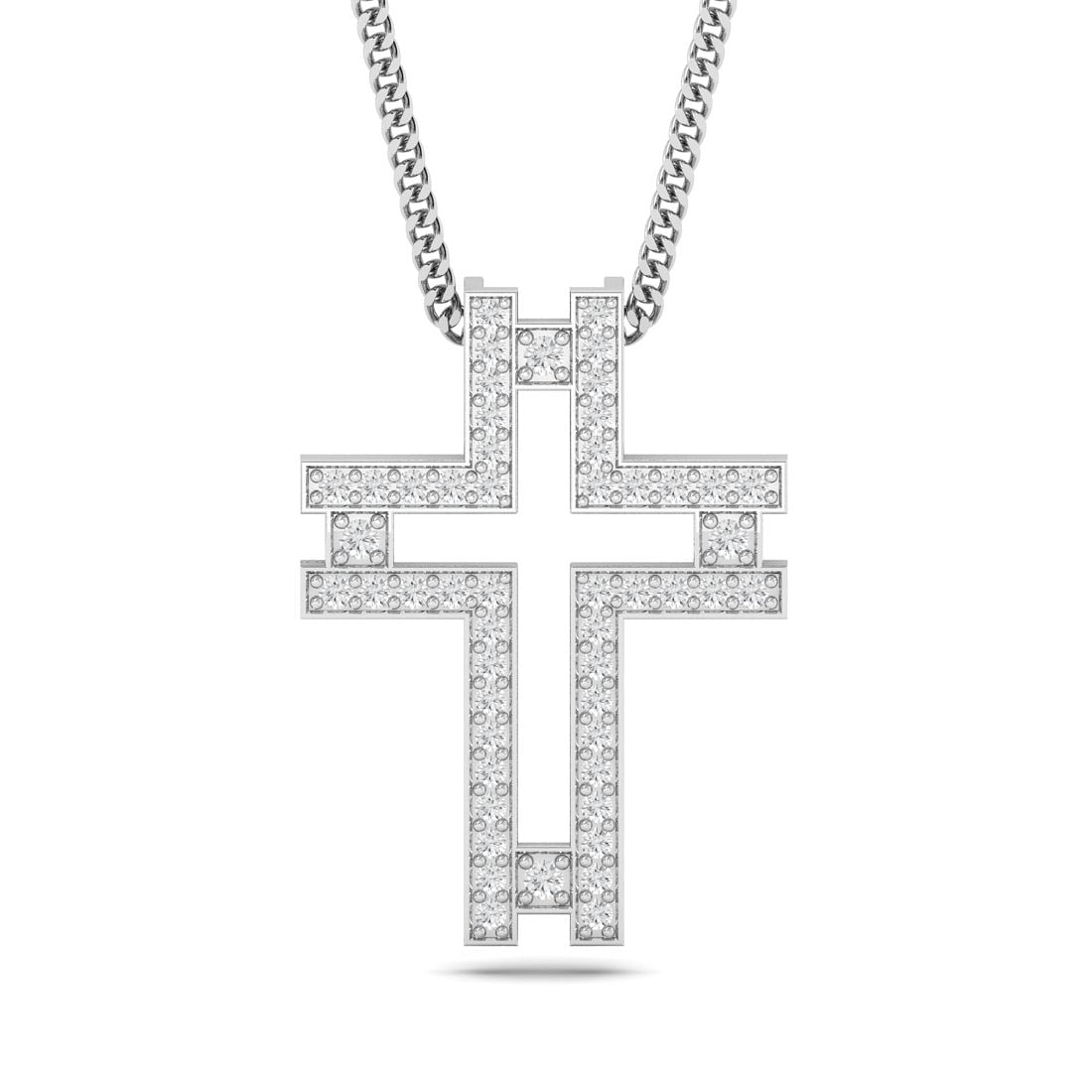 unique cross design white gold diamond pendant