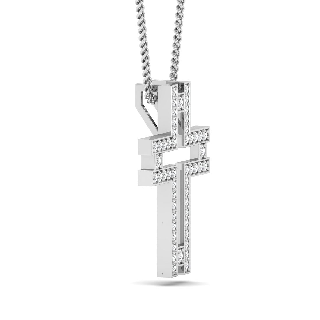 unique cross design white gold diamond pendant
