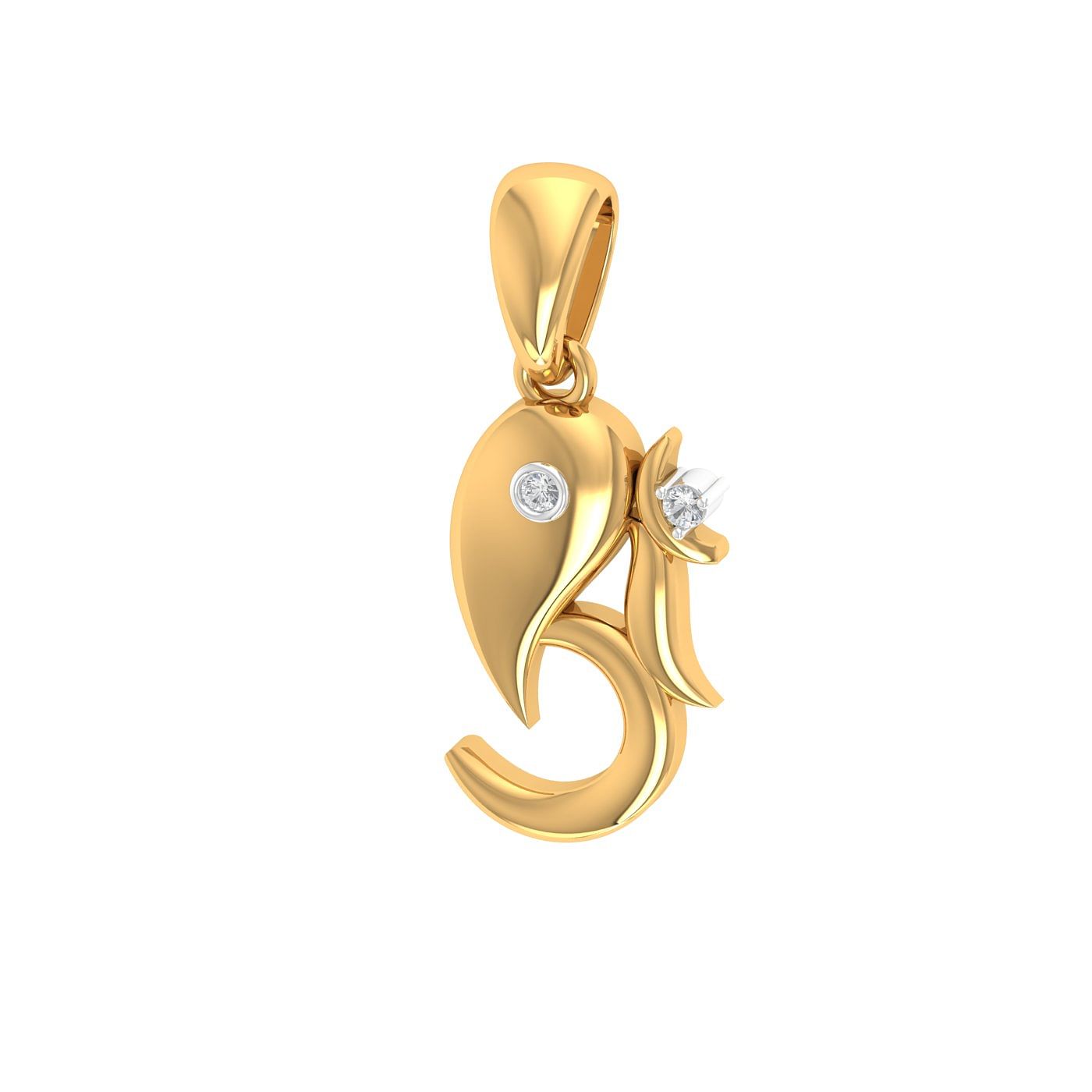 Om and ganesha 18k yellow gold diamond pendant