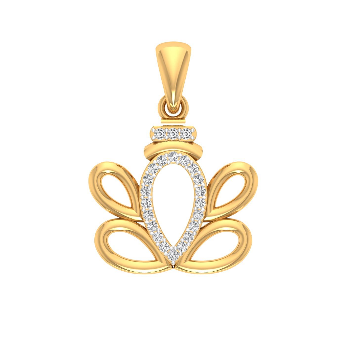 Yellow gold mangal murti diamond pendant for men