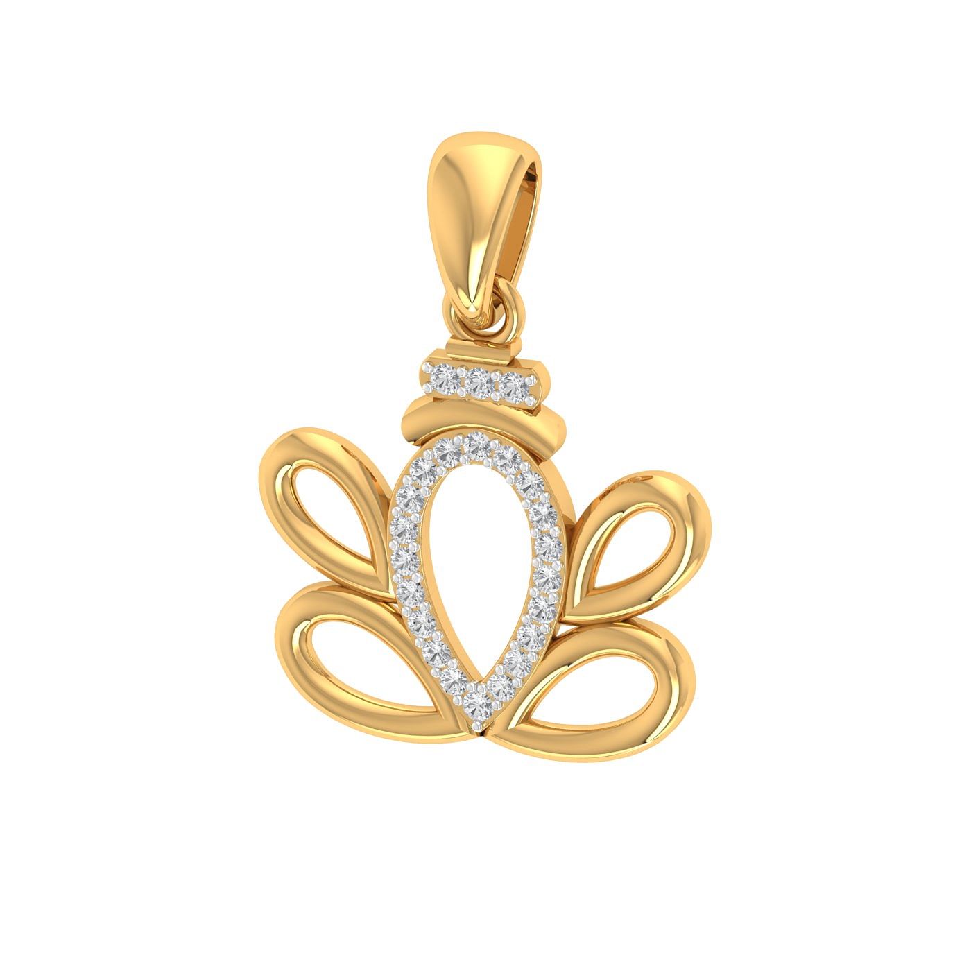 Yellow gold mangal murti diamond pendant for men