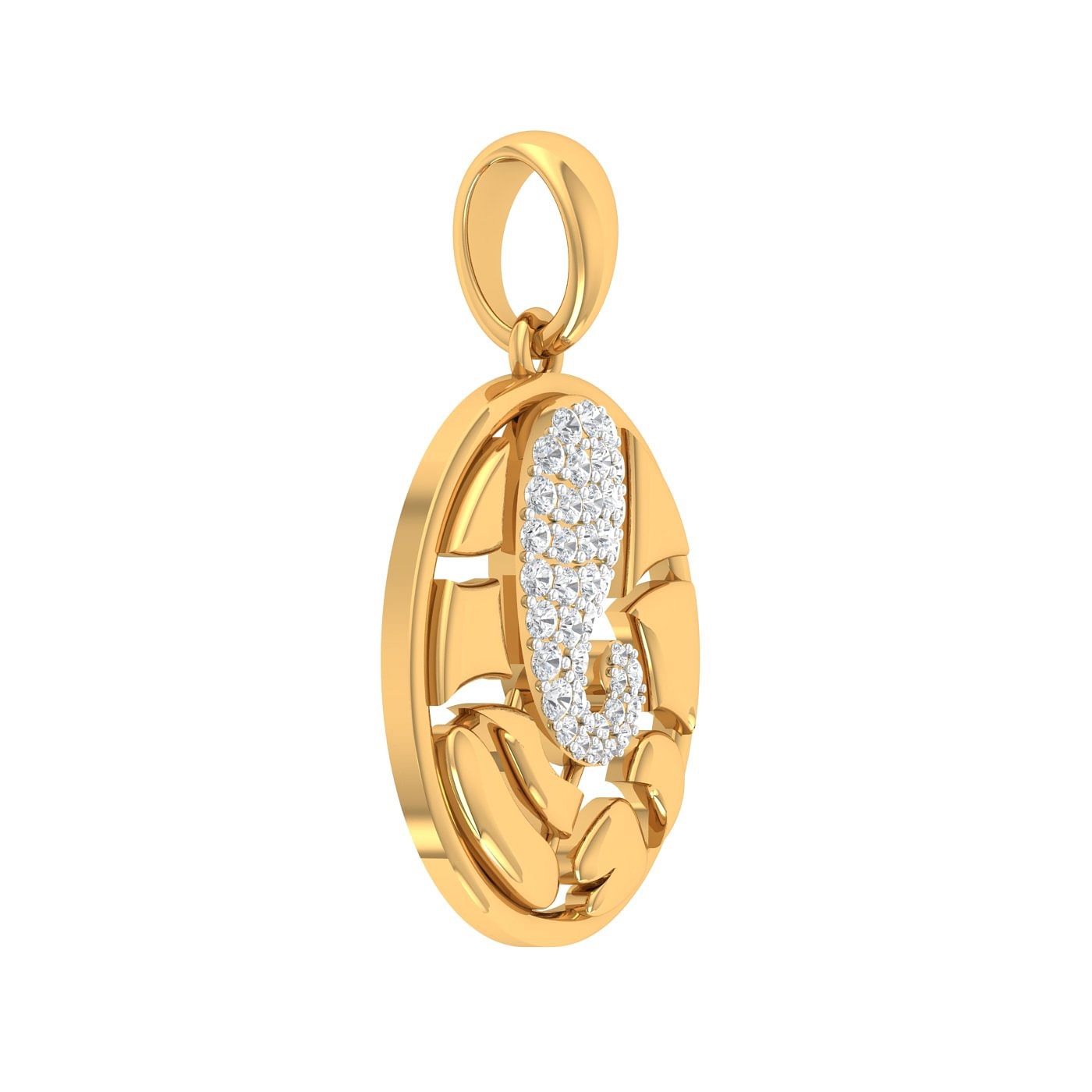 ganesha oval design diamond pendant