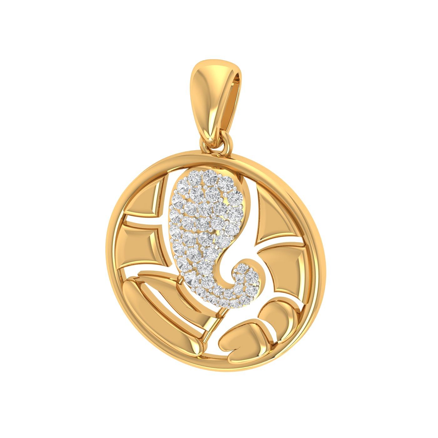 ganesha oval design diamond pendant