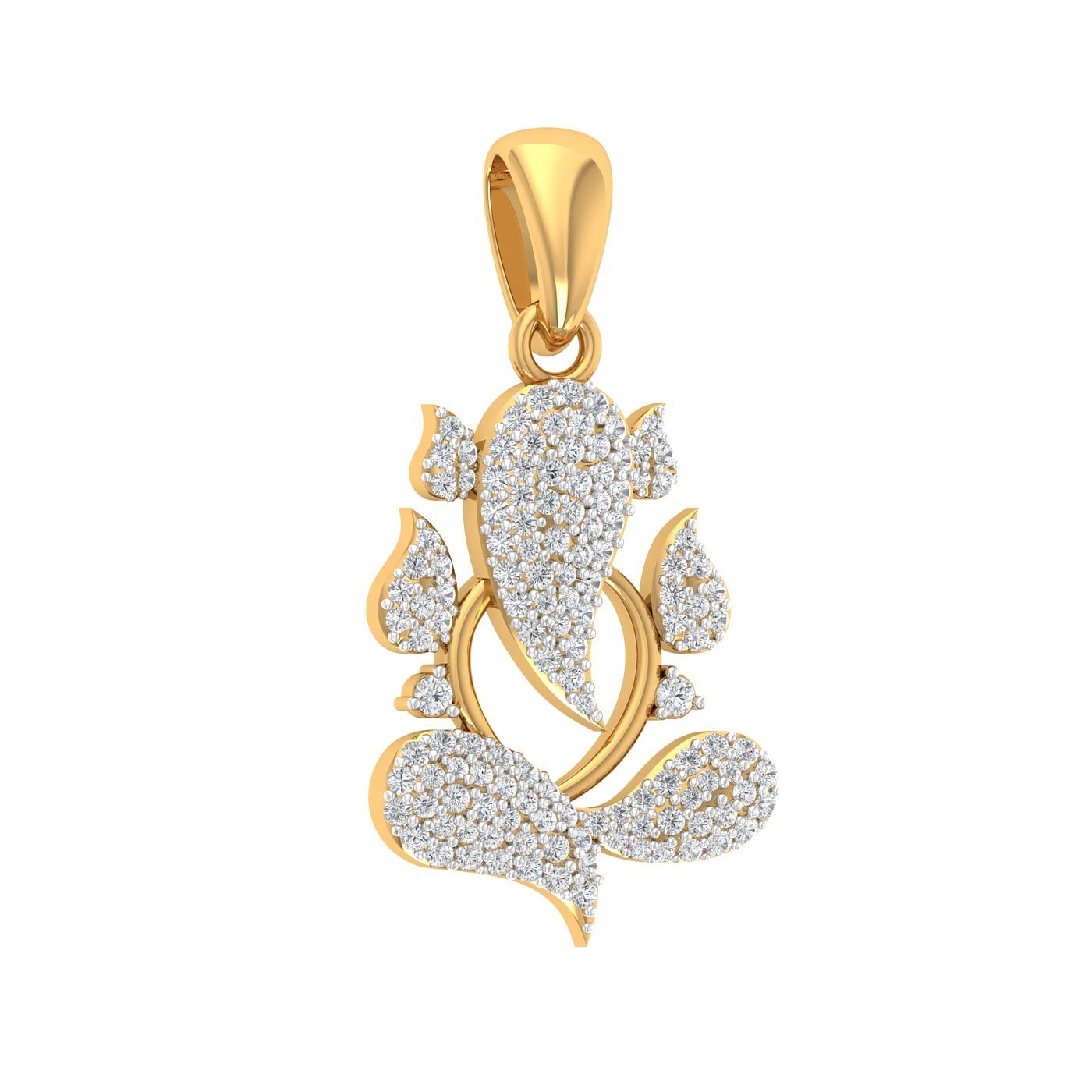 Ganesha Deva Yellow Gold Diamond Pendant