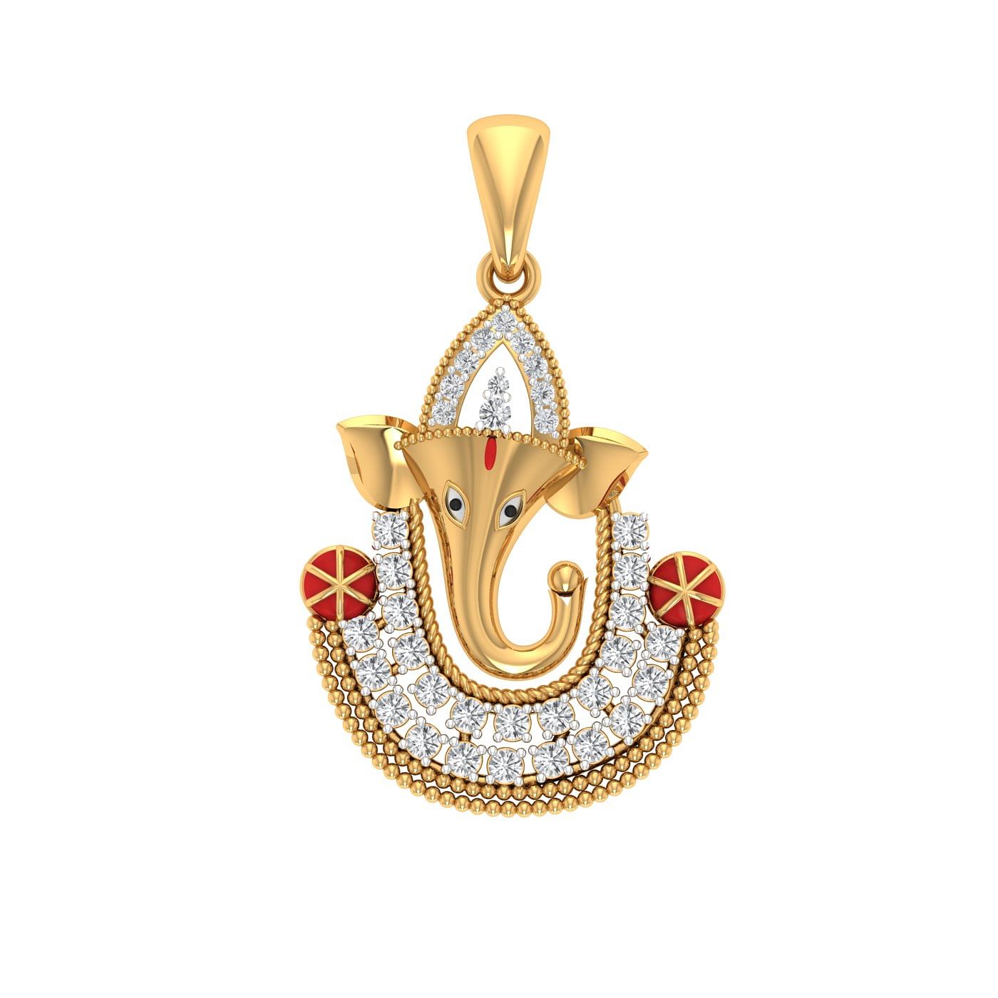 18k yellow gold ganpati diamond pendant