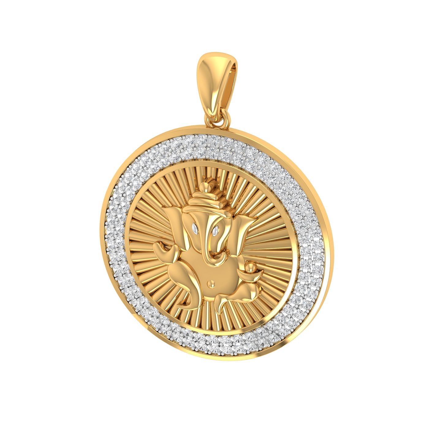 Oval shape ganpati vasana diamond pendant