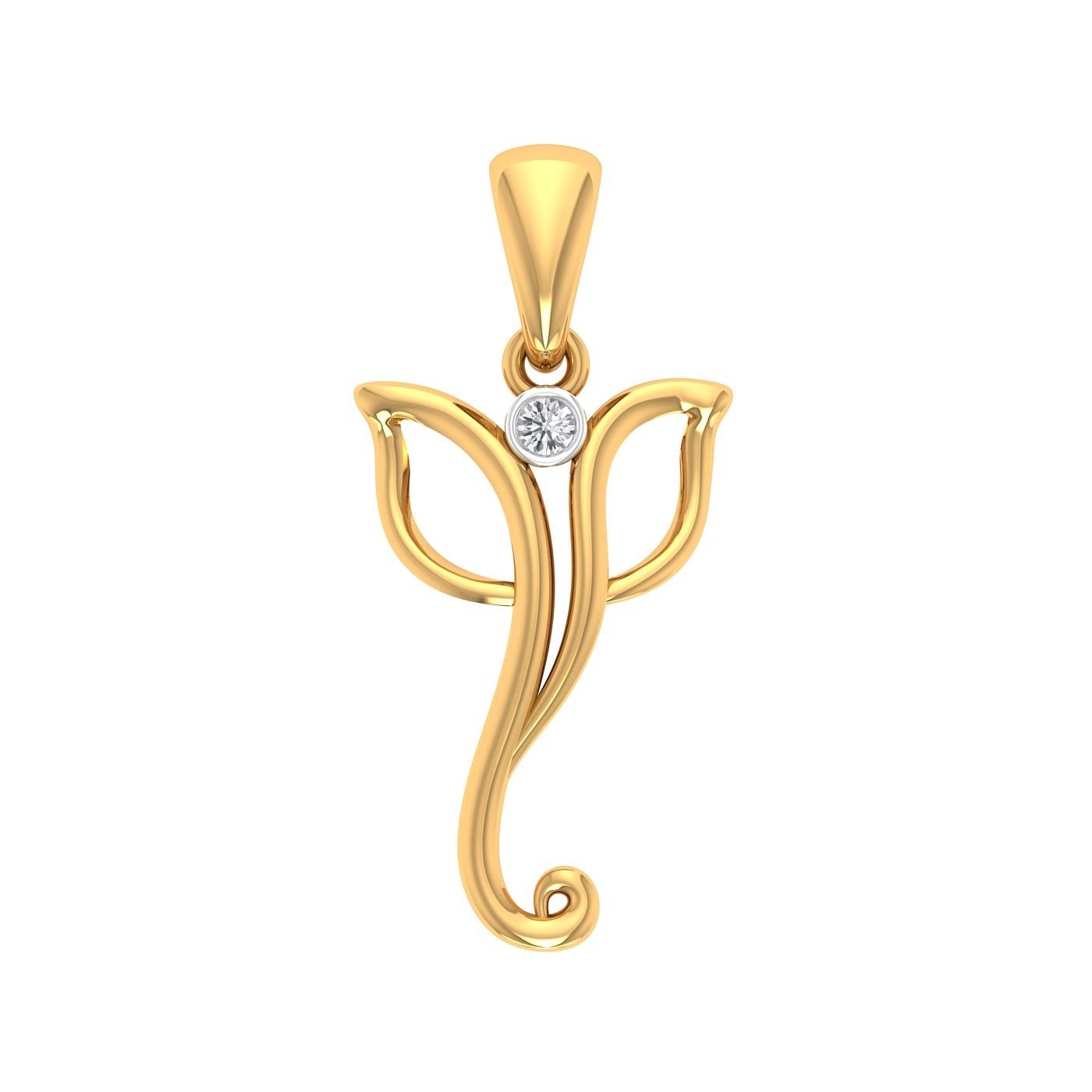 single stone yellow gold ganesha diamond pendant