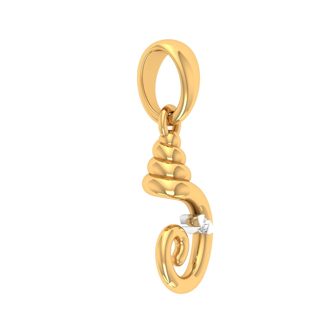 single stone ganpati yellow gold religious pendant