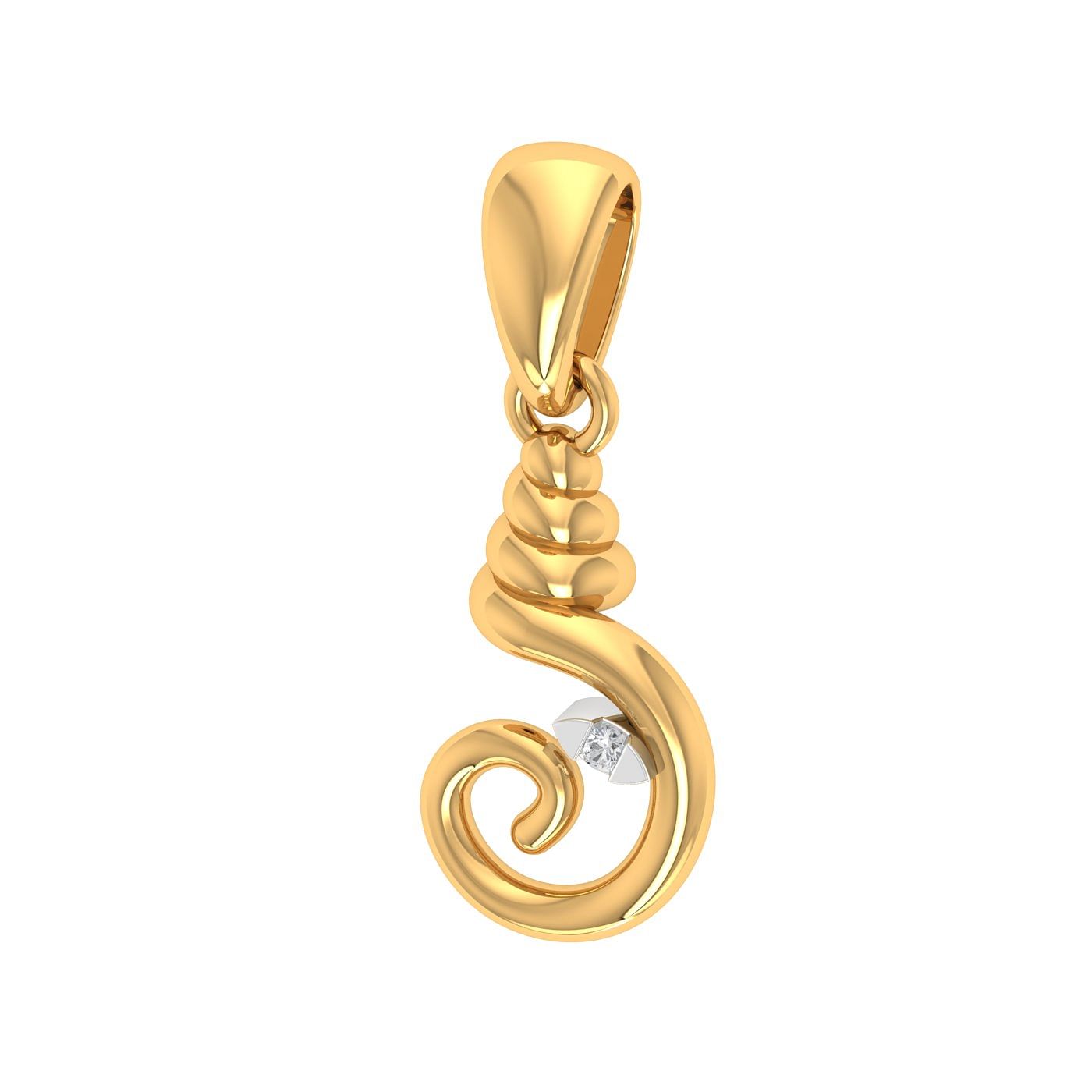 single stone ganpati yellow gold religious pendant