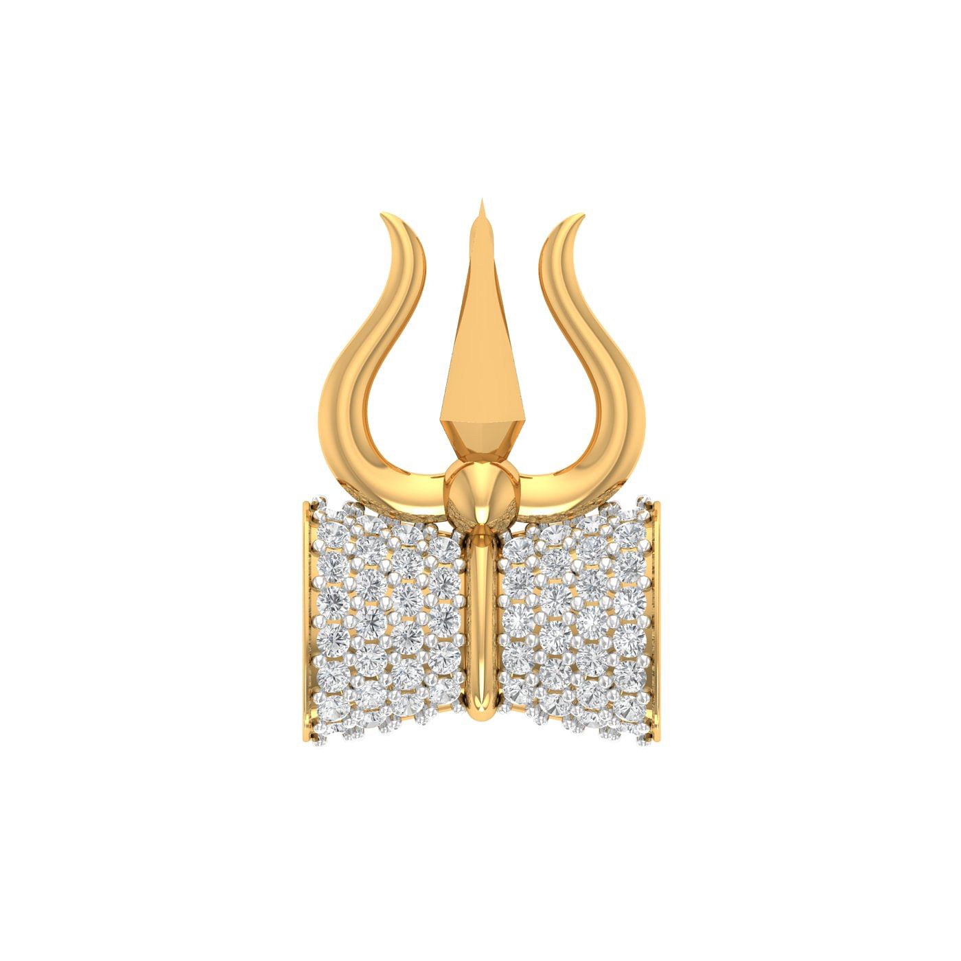Yellow Gold Lord Shiva Damru Diamond Pendant