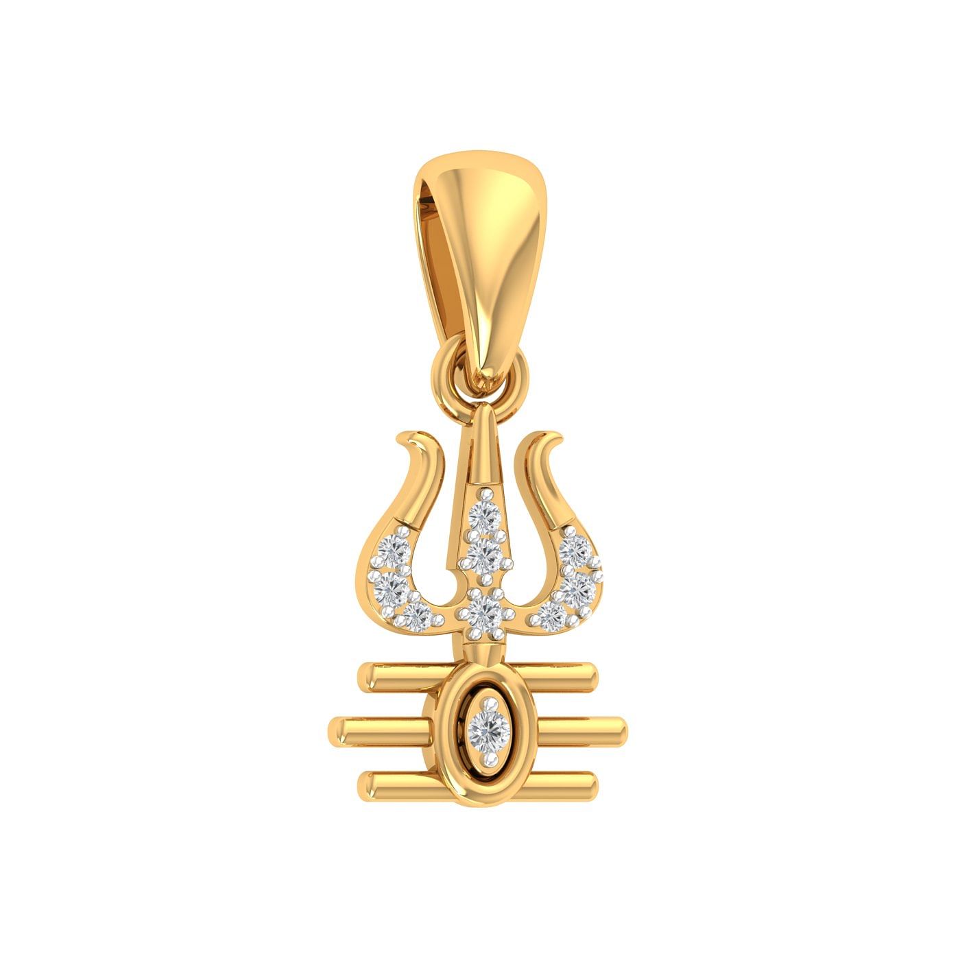 yellow gold shiva diamond pendant for men